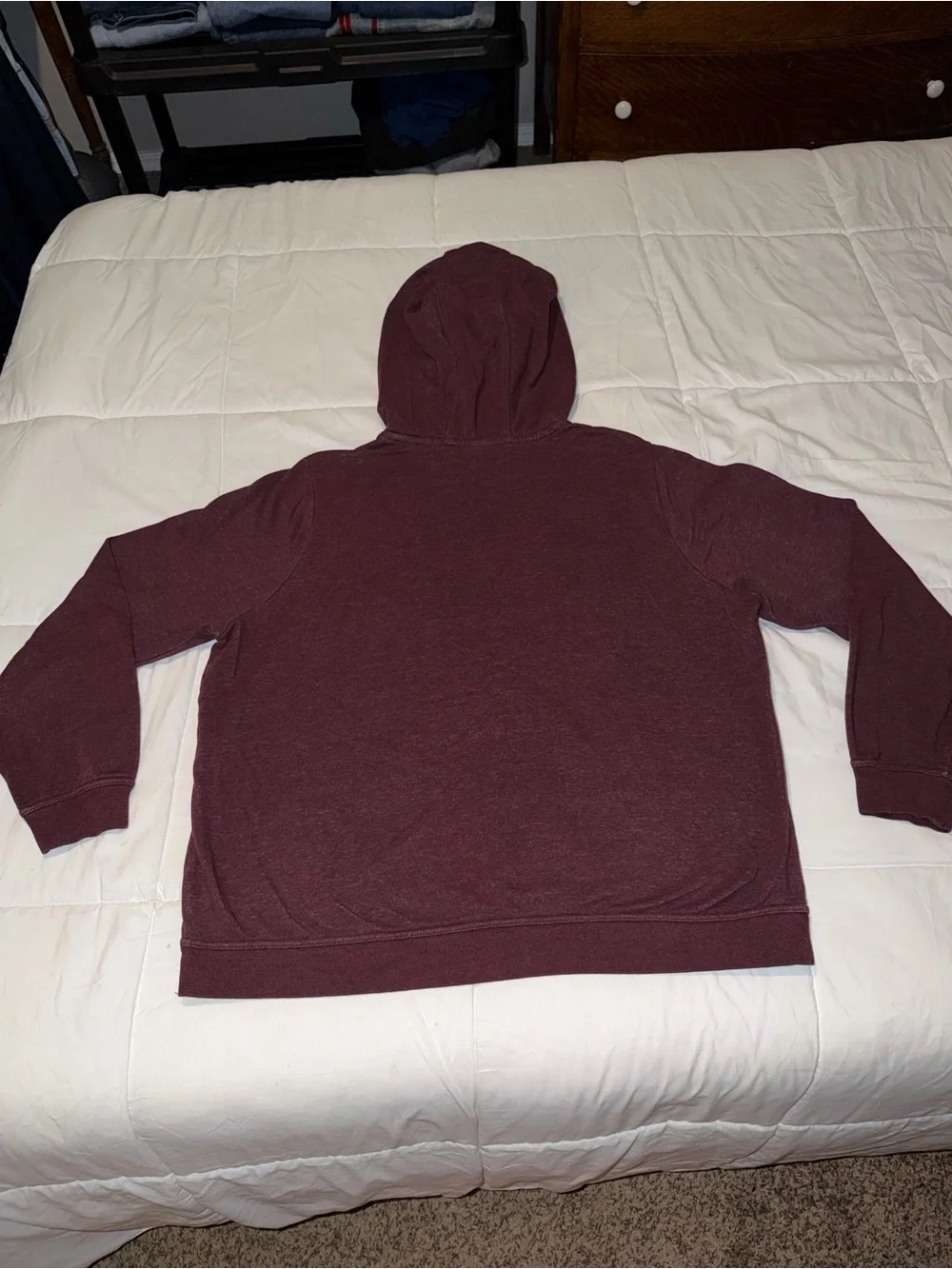 Nike Men’s Burgundy Pullover Hoodie with Small White Swoosh